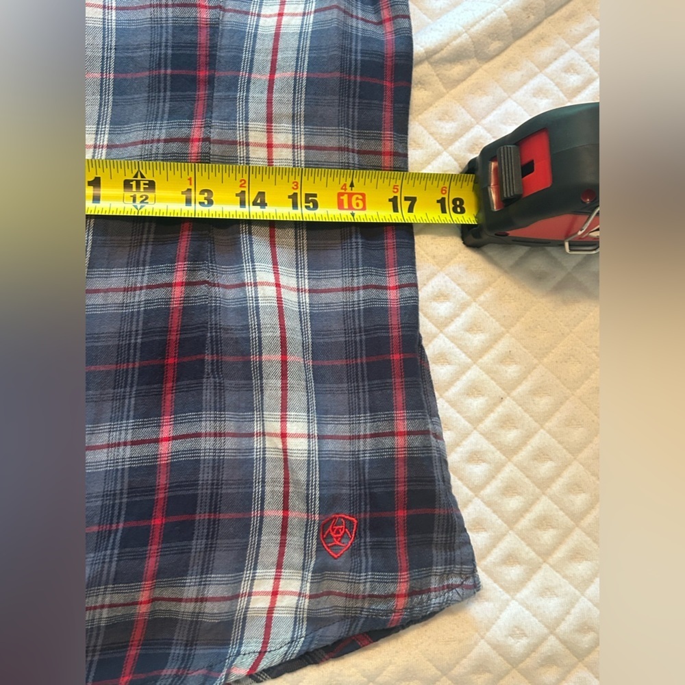 ARIAT Women Plaid Blue Red Cotton Button Up Size M Ranch Country Western Cowgirl - Picture 9 of 13